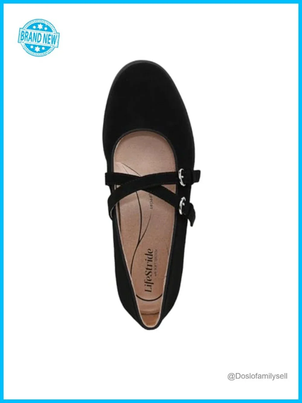 LifeStride Marnie Mary Jane Flats Faux Suede Buckle Comfort Walking Shoe